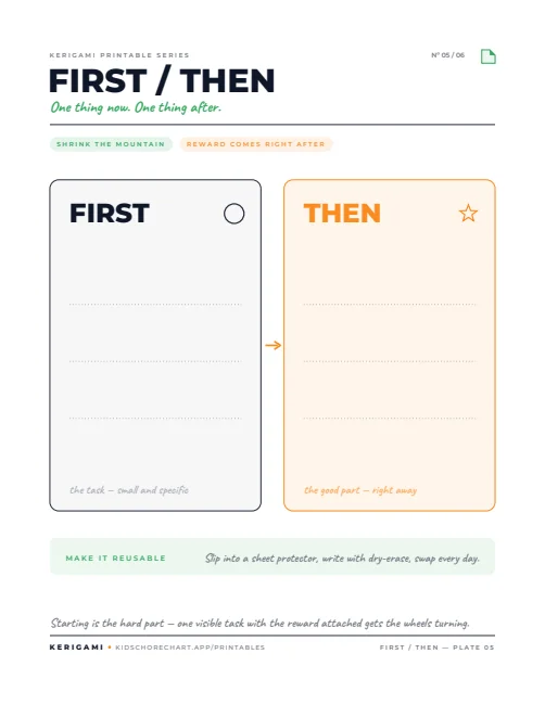 First / Then Board — free printable ADHD chart preview